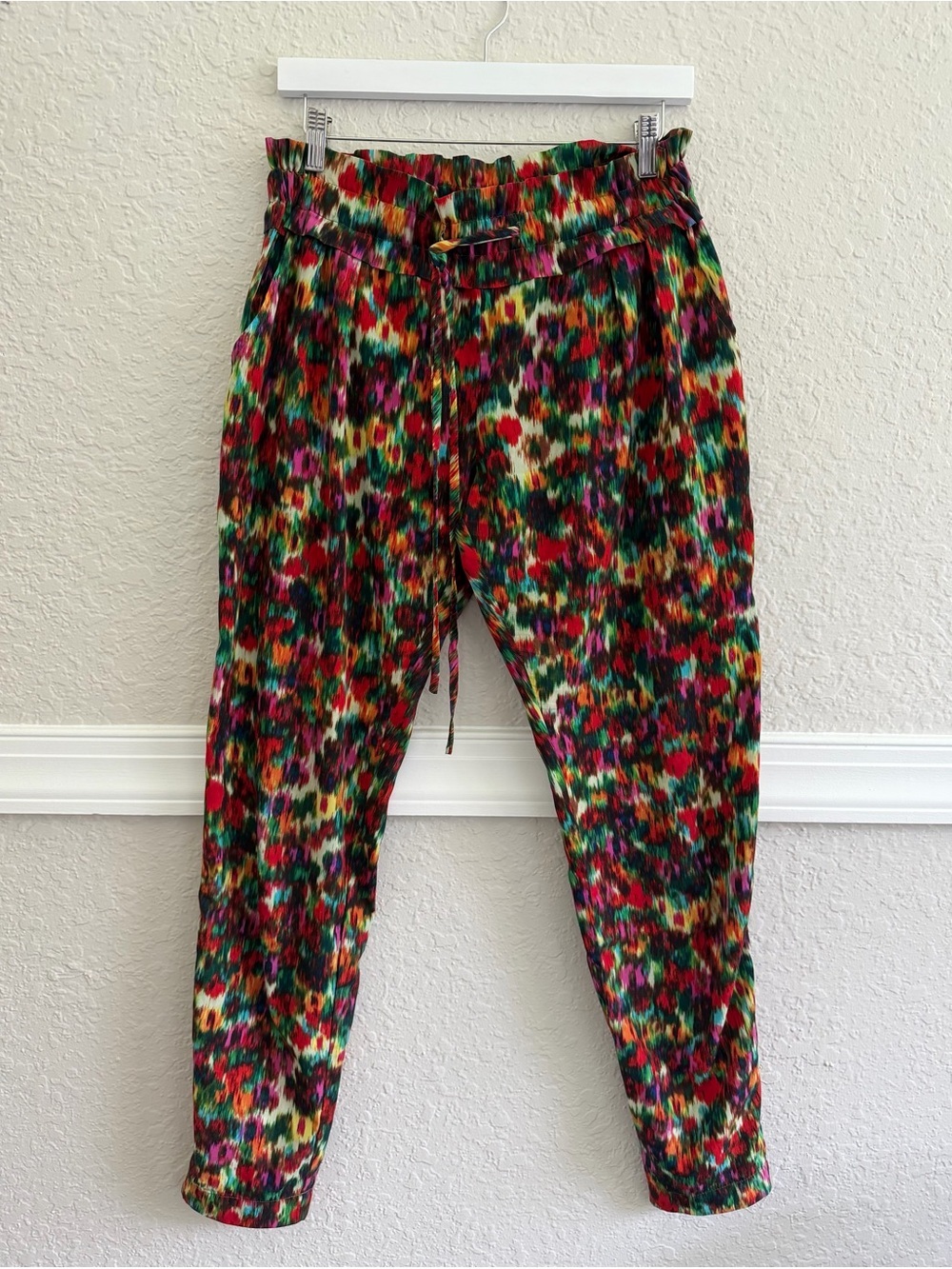 PJK Patterson J. Kincaid Printed Paperbag Pants - XS | Colorful Ikat Style